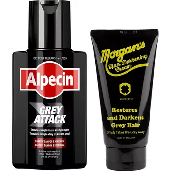 Šampon Alpecin Shampoo Grey Attack & Morgan's Darknes Grey Hair Cream - Sada šamponu a krému pro ztmavení vlasů a šedin