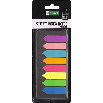 Blok d.rect - záložky samolepicí 12 x 45 mm na pravítku neon 8 x 25 ks