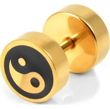 Náušnice Sentio | 8mm náušnice pecka Jin a Jang z chirurgické oceli zlaté barvy - Lucleon