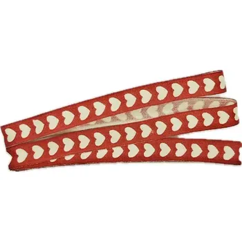 Stuha Stuha látková MINI HEARTS červená 10mm x 2m (5,-Kč/m) (Stuha látková, jednostranný potisk bílá srdíčka)