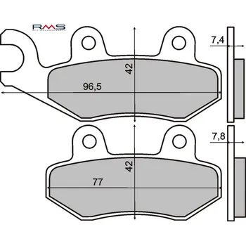 Brzdová destička Brzdové destičky RMS 225101420 organické YAMAHA YZ 125 1994-1995