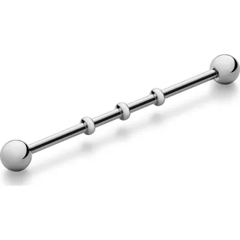 Piercing 38mm ozdobný piercing industriál s kuličkami z chirurgické oceli stříbrné barvy - Seizmont