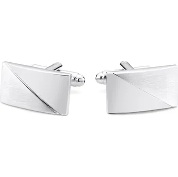 Manžetový knoflíček Novelle | Kartáčované a leštěné manžetové knoflíčky stříbrné barvy - Trendhim