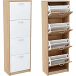 Čtyřřadý botník, dub sonoma / bílá, VIVAT NEW TYP 3