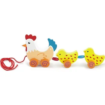 Dřevěná hračka Dřevěná tahací hračka na šňůrce Viga Slepička