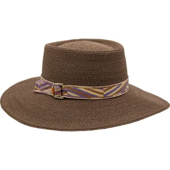 Klobouk Letní hnědý dámský klobouk - porkpie s širší krempou - Mayser - UV faktor 80 - Mayser Astrid Velikost: 55 cm (S)