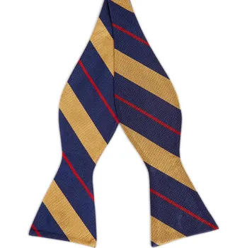 Motýlek Zlatý a červený pruhovaný navy hedvábný vázací motýlek - Trendhim