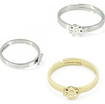 Materiál na výrobu šperku Prstýnkový základ kytička s lůžkem 6mm - 1ks - Nerez SL