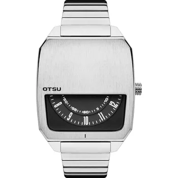 Hodinky Hoc | Hodinky z nerezové oceli stříbrné barvy s polovičním ciferníkem - Otsu