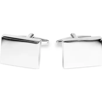Manžetový knoflíček Leštěné obdélníkové manžetové knoflíčky stříbrné barvy - Trendhim