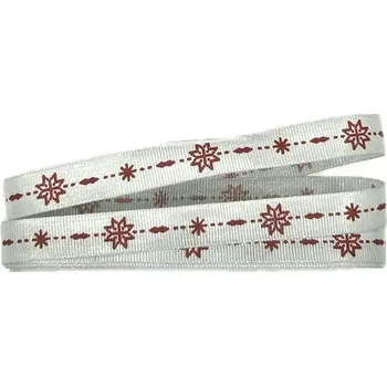 Stuha Stuha vánoční DIAMOND stříbrná 10mm x 2m (2,50Kč/m) (Stuha saténová, jednostranný potisk, stříbrná matná)