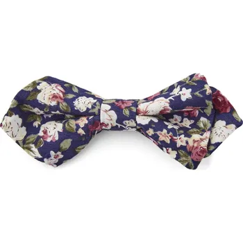 Tmavě modrý květovaný špičatý motýlek - Bohemian Revolt