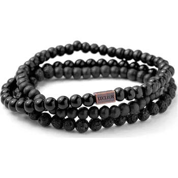 Náramek Černý trojitý náramek s kamínky - Lucleon