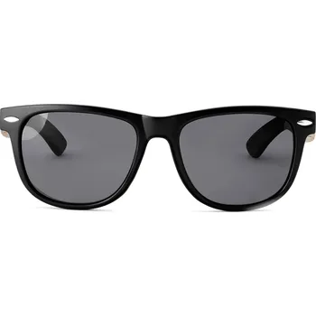 Černé retro polarizační sluneční brýle s dřevěnými nožičkami - Waykins