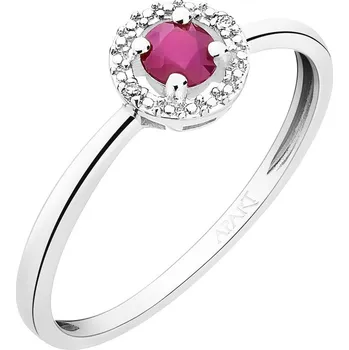Prsten Prsten z bílého zlata s diamanty a rubínem - ryzost 585 - 109.926