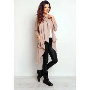 Dámský svetr Asymetrický kardigan M080 Barva: Béžová, Velikost: S/M