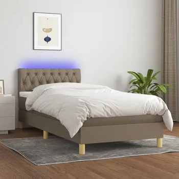 Ložnice vidaXL Box spring postel s matrací a LED 90x200 cm textil [3133926] Barva: taupe
