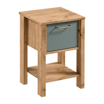 Noční stolek Nábytek PEGAS s.r.o. Noční stolek INDYGO SN, Dub Wotan/Zelená