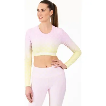 Dámské tričko Crop Top CRUSSIS dámský dlouhý rukáv FIT OMBRE M