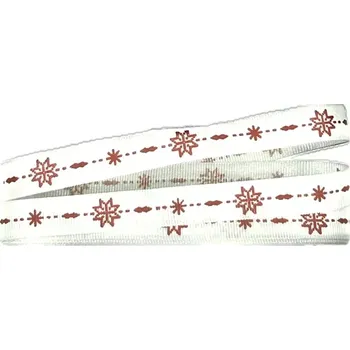 Stuha Stuha vánoční DIAMOND 10mm x 2m (2,50Kč/m) (Stuha saténová tenká, jednostranný potisk, bílá)