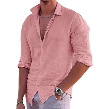 Pánská košile Letní košile s hlubokým výstřihem Barva: Růžová, Velikost: XL