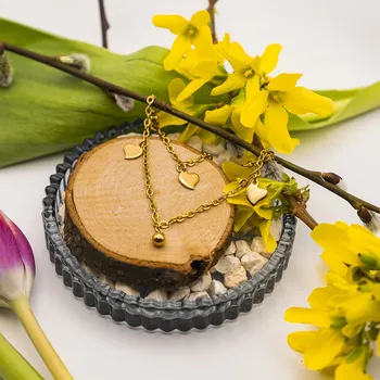 Řetízek BRUNOshop.cz Řetízek na nohu PLNÉ SRDCE GOLD