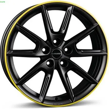 Auto-moto alu-kola Borbet LX18 8x18, 5x112 ET44, černý matný/žlutý okraj