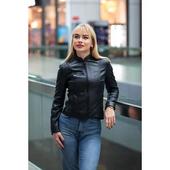 Dámská casual bunda Černá kožená bunda GWJuana 2 Velikost XXXL