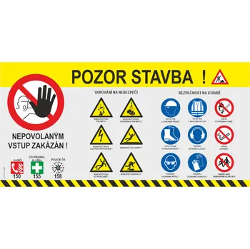 Pozor stavba banner s oky 50x100cm