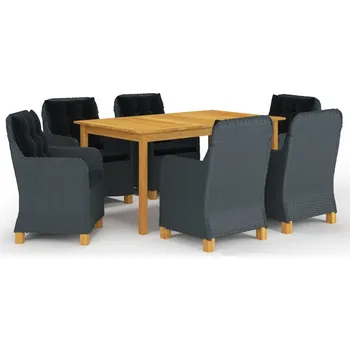 Zahradní sestava vidaXL 7dílný zahradní jídelní set světle šedý [3067852] Barva: Tmavě šedá