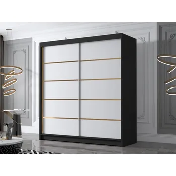 Nábytek Šatní skříň Bretoka IV 180, Barva: černá / bílá MIRJAN 5903211331824