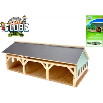 Kids Globe 610491 Garáž dřevěná 16,7 x 30 x 11,9 cm pro traktory (Dřevěná garáž vhodná pro Siku modely)
