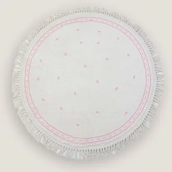 Koberec Koberec do dětského pokoje s třásněmi a puntíky - Růžová-B,Průměr 200 cm