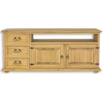 Televizní stolek Drewmax RV703 televizní stolek masiv borovice rustikal (Voskovaný borovicový nábytek)