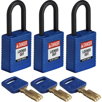 Visací zámek Visací zámky SafeKey, plastový třmen, BJ = 3 kusy, světlá výška třmenu 38,10 mm, modrá barva