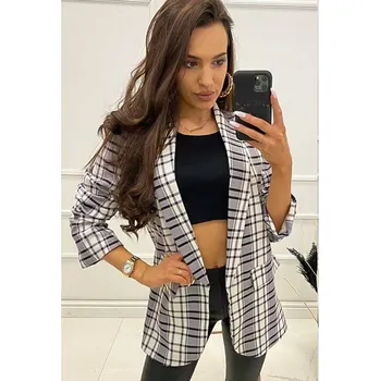 Dámské sako Dámské kárované sako v šedo-bílé kombinaci, VELIKOST UNI ( S, M , L )