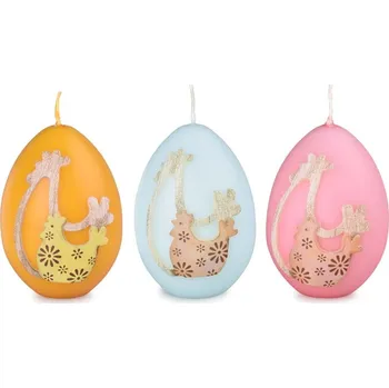 Svíčka Vajíčko 80mm aplikace Slepička mix barev svíčka