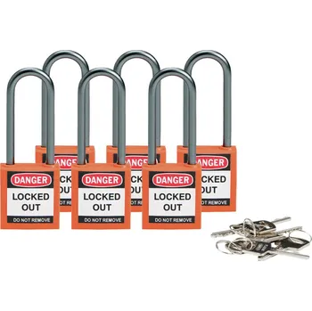 Visací zámek Visací zámky ze zesíleného nylonu, BJ = 6 kusů, oranžové