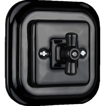 Elektrická zásuvka Elhard KV5405B Keramik vypínač č.5 - hranatý, otočný, černý - komplet