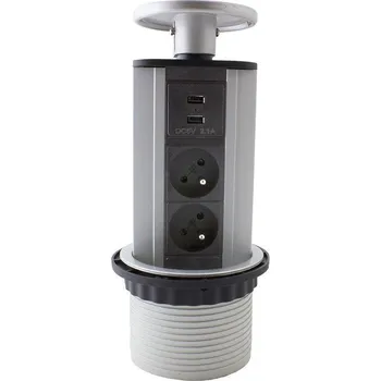 Elektrická zásuvka FKZS2A2USBN Přípojný zásuvkový sloupek pro desku stolu 2x 230V + 2x USB 1000mA