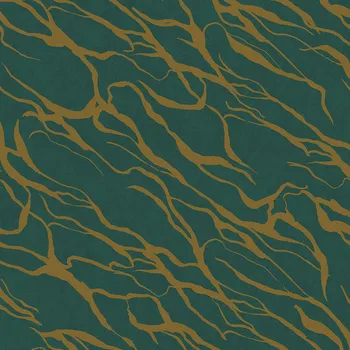 Tapeta Eijffinger Zeleno-zlatá vliesová tapeta na zeď, 333644, Revive, Eijffinger, velikost 10 x 0,52 m