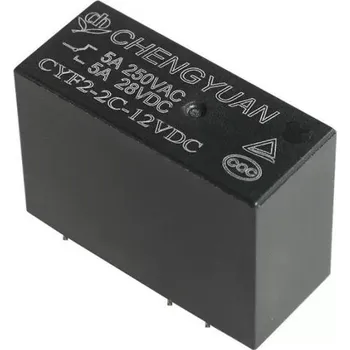 Stykač Relé CYF2-2C-12VDC 12V, kontakt 250VAC/5A (přepínací)