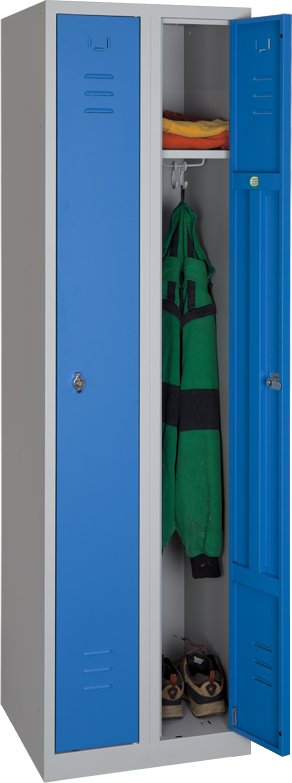Šatní skříň na soklu 1800x500x500 mm, šedá/modrá
