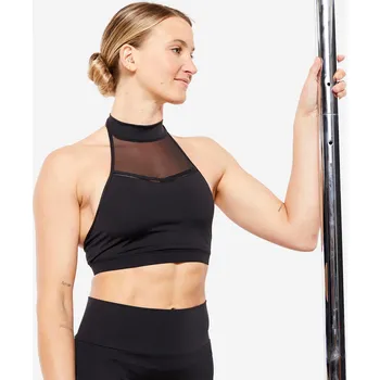 Podprsenka DOMYOS Dámský top na pole dance s odhalenými zády 40 ČERNÁ