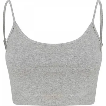 SF Women Dámské udržitelné fashion crop top tílko s dvojitou přední vrstvou Barva: šedá melír, Velikost: XS SF230