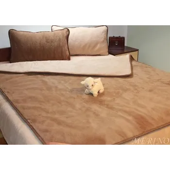 přikrývka Přikrývka z velbloudí vlny - hnědá + velbloud béžový 160 x 200 cm