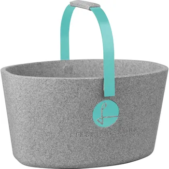 Nákupní košík Milovaný košík šedý s tyrkysovou - LIEBLINGSKORB Basic silver grey türkis