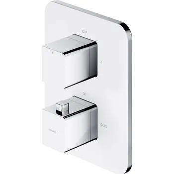 Vodovodní baterie Omnires Parma vanová baterie pod omítku s termostatem chrom-bílá PM7436CRB