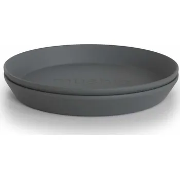 Talíř Mushie kulatý talíř 2 ks Barva: smoke