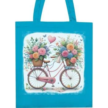 Nákupní taška Nákupní taška unisex s potiskem Kolo pro romantičky s květinama